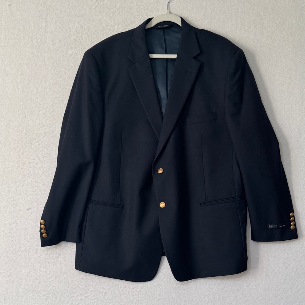 JoS A bank Navy Wool Blazer 50R Tailored Fit Superfine 100% Wool Sport Coat